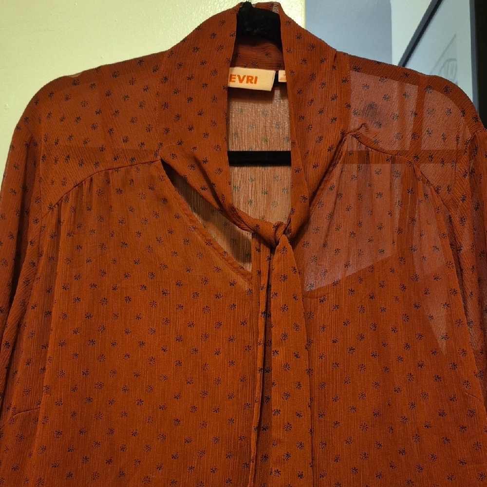 EVRI Terracotta Tie-Neck Dress